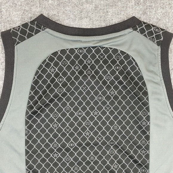 Vtg No Fear Shirt Men XL Black Gray Tank Jersey Skulls Brass Knuckles Swords Y2K - Picture 6 of 10
